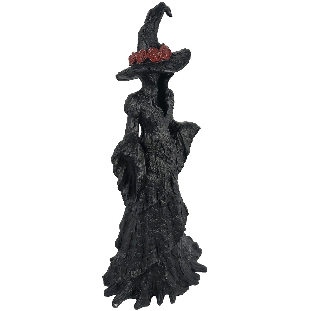 Faceless Witch Figurine 18 Inch Black Red Roses Gothic Victorian Halloween Decor
